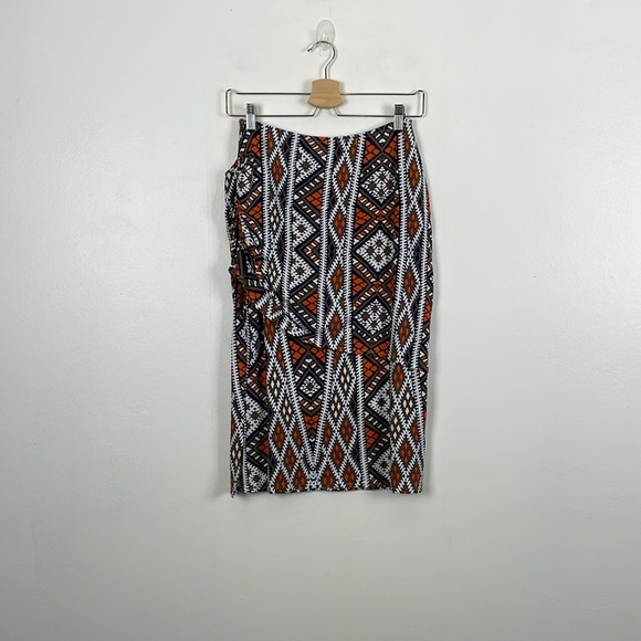 Lysse Womens S Native Print Skirts Elastic Waist Ruched side 2 Layered Pull-On - Picture 6 of 12